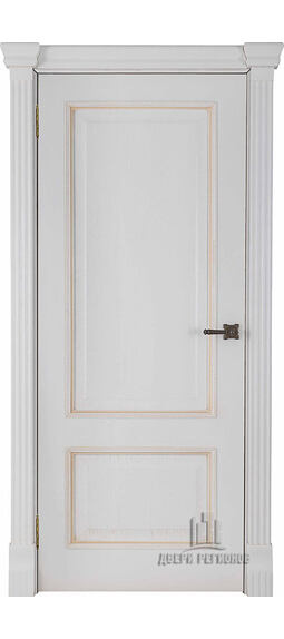 Дверь межкомнатная Regidoors  Гранд 1 (широкий фигурный багет) Дуб Patina Bianco Глухая