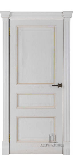 Дверь межкомнатная Regidoors  Гранд 2 (широкий фигурный багет) Дуб Patina Bianco Глухая