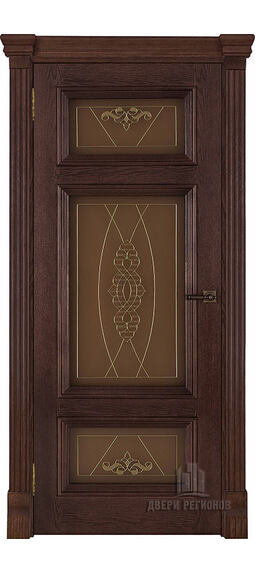 Дверь межкомнатная Regidoors  Мадрид витраж Мираж (широкий фигурный багет) Дуб Brandy Остекленная